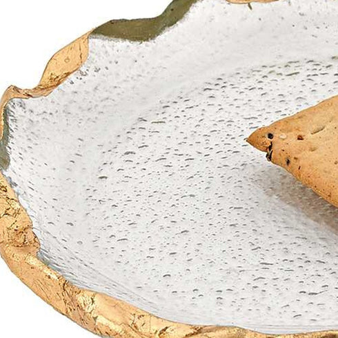 14" Glass Oval Edge Gold Leaf Platter